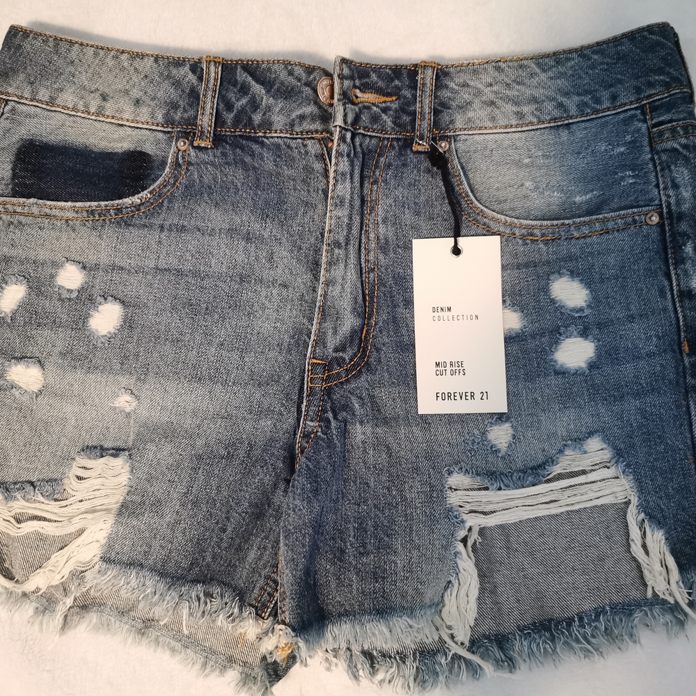Forever 21 Distressed Blue Jean Shorts